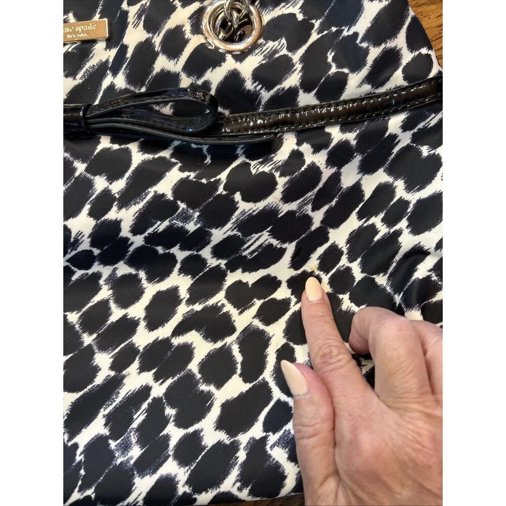 Vintage Kate Spade Animal Print Handbag Purse Patent Bow Luxury Designer